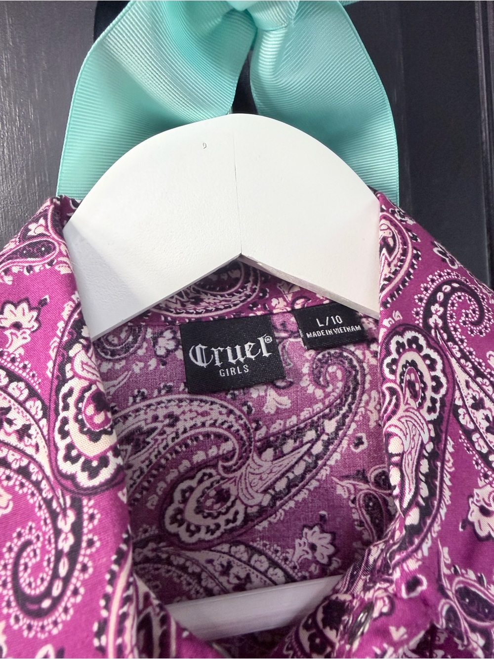 Cruel Girl Girls Purple Paisley Button Down Shirt